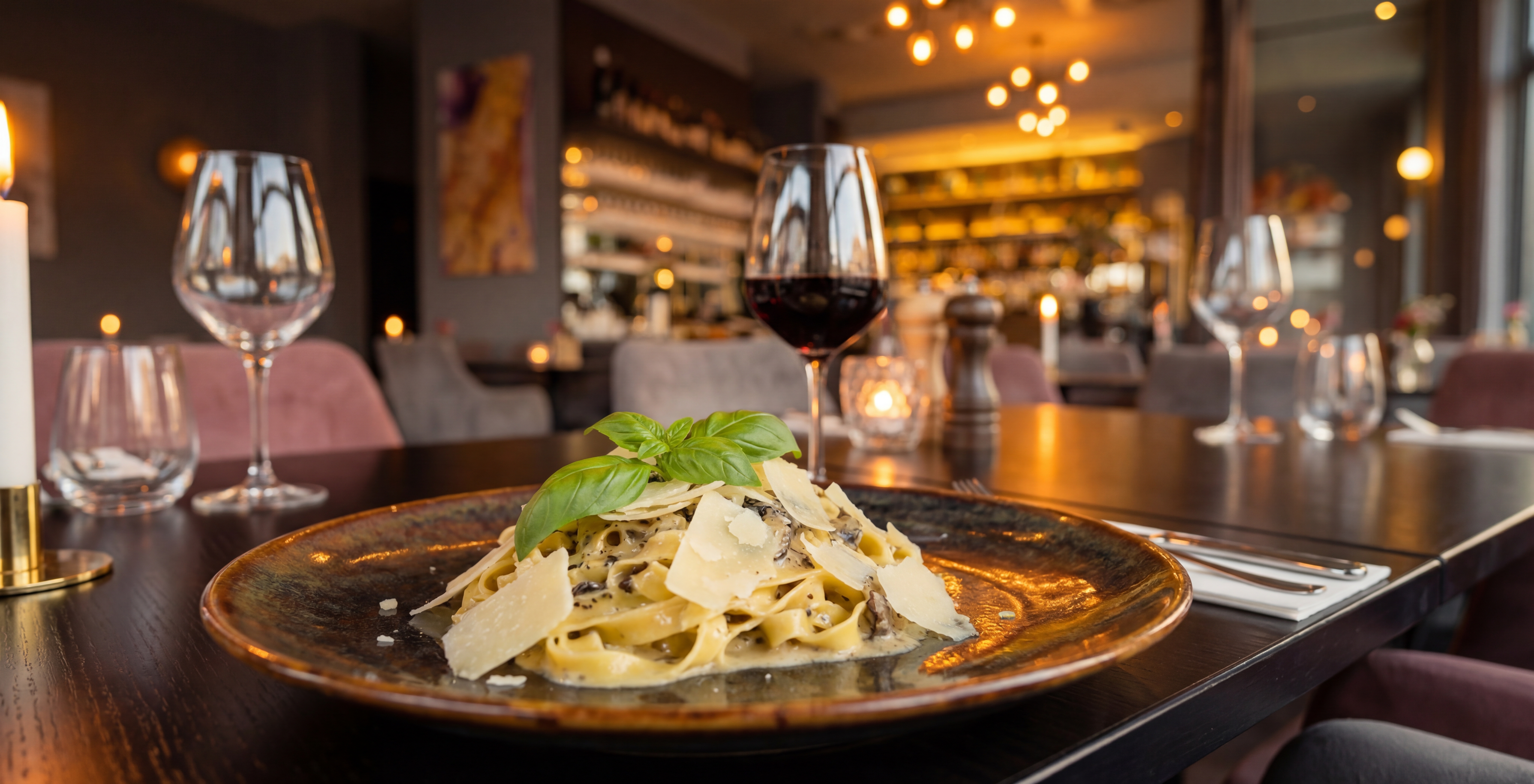 Pasta och vin på Vinovento